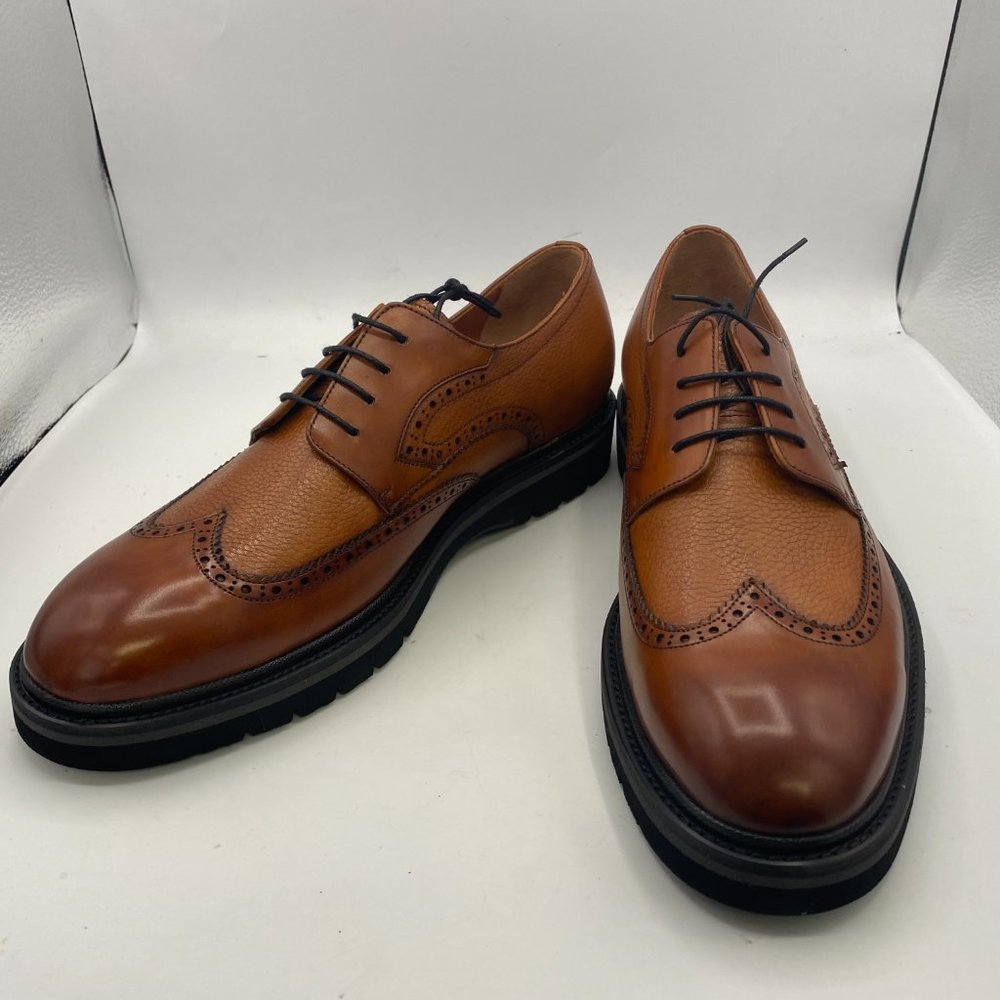 FSJ Brown Wingtip Shoes Vintage Lace Up Oxfords